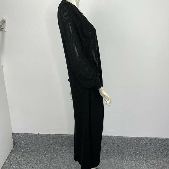 Free People Beach Long Duster Cardigan Small Black Knit Open Front Boho - Picture 10 of 12